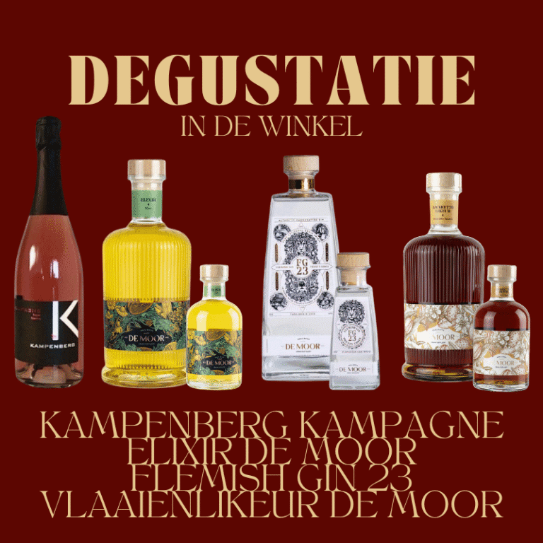 Degustatie Kampenberg Kampagne, Elixir De Moor, Flemish Gin 23, Vlaaienlikeur De Moor